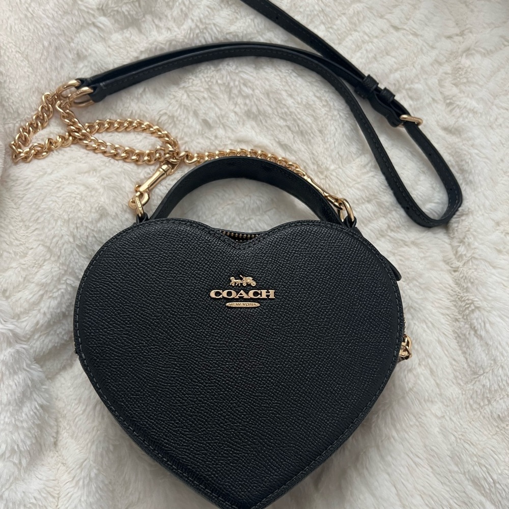 Coach Black and Gold Heart Crossbody Bag